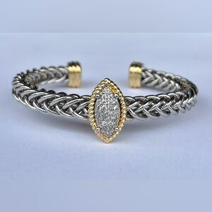 Elegant Silver and Gold Braided Cuff Bracelet